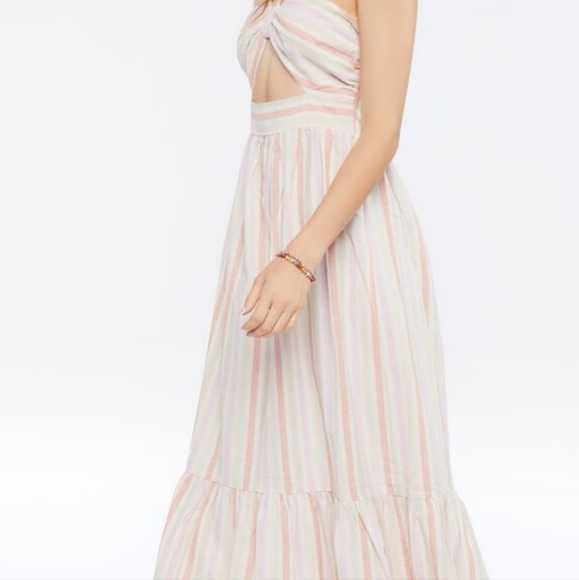 Forever 21 White Linen Feel pink maxi dress - Picture 5 of 5